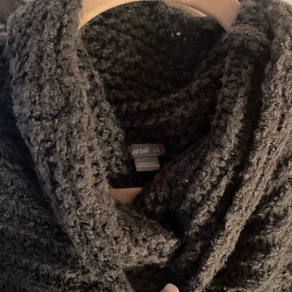 Aerie Babe Chenille Turtleneck in Smoked Gray Size L - Picture 3 of 4